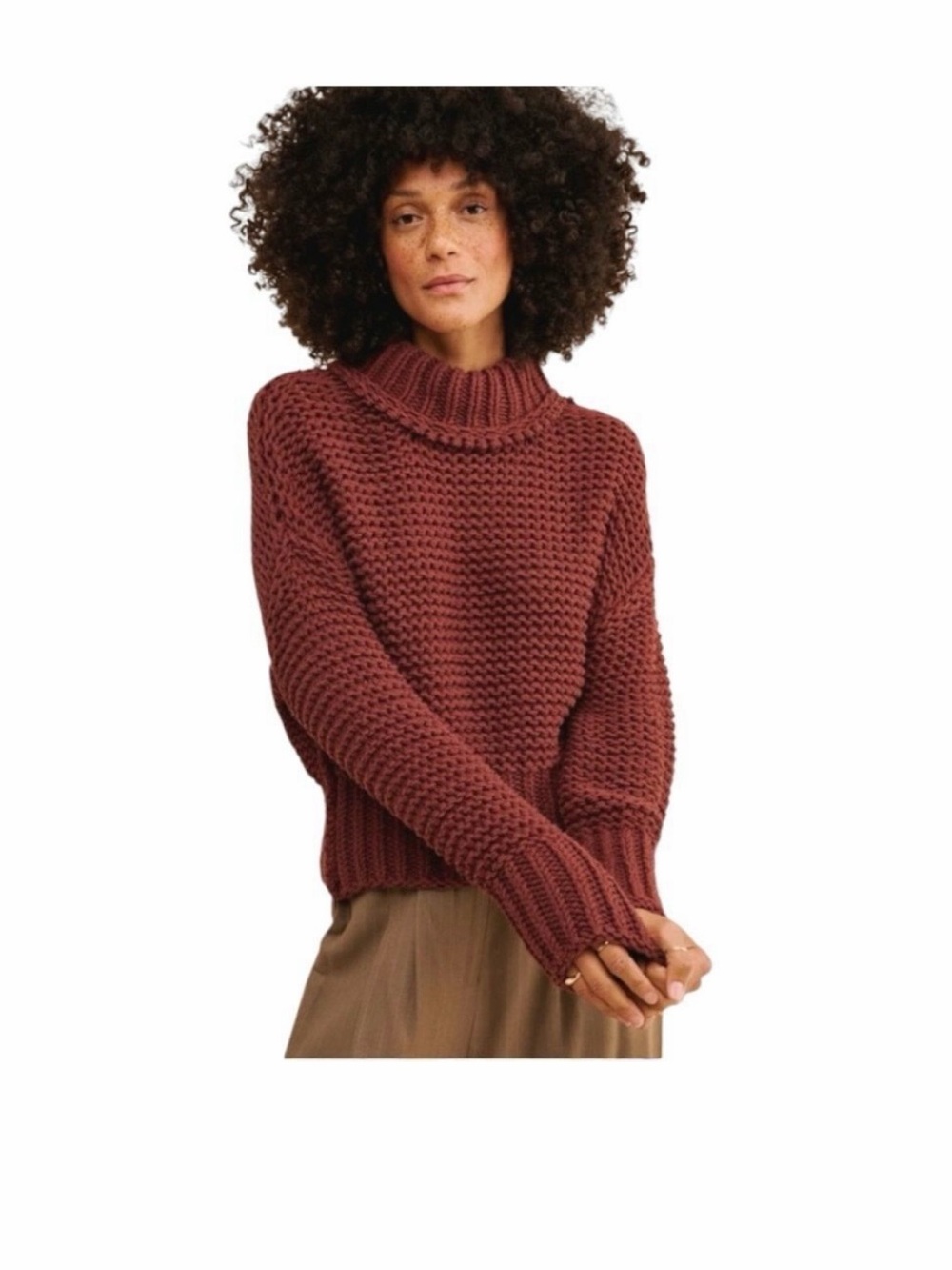 Free People Chunky My Only Sunshine Sweater in Maroon